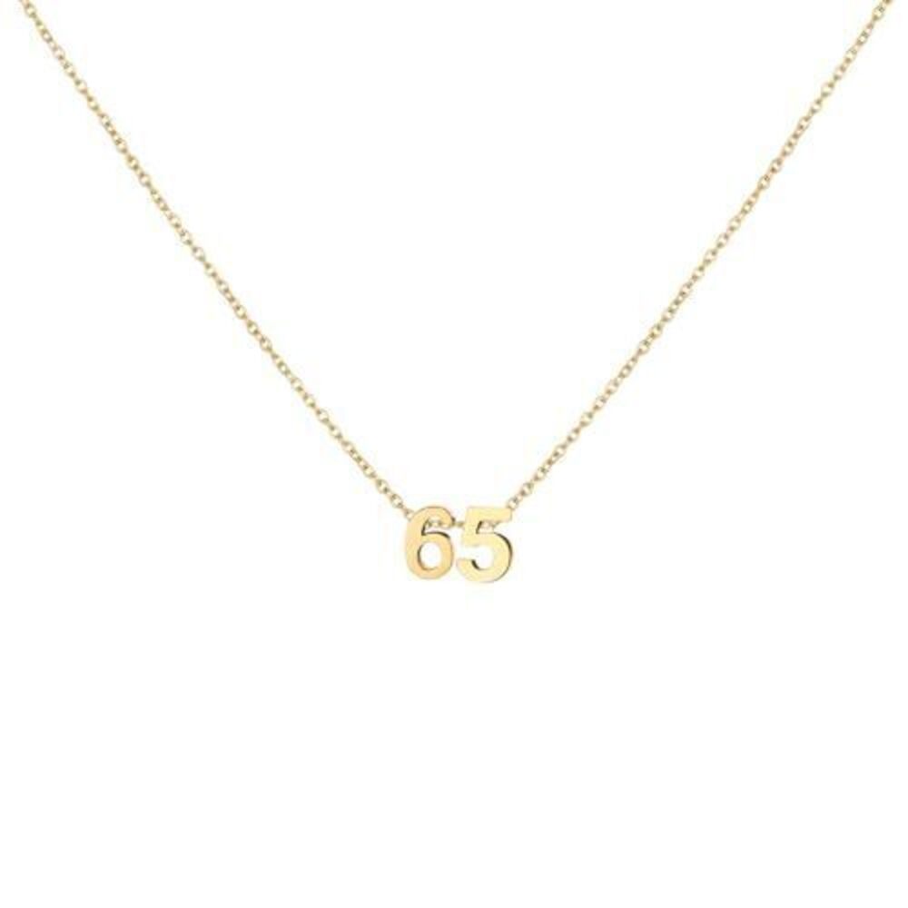 1404 18K Gold Plated Number 65 Necklace Dainty Pendant Chain Necklace